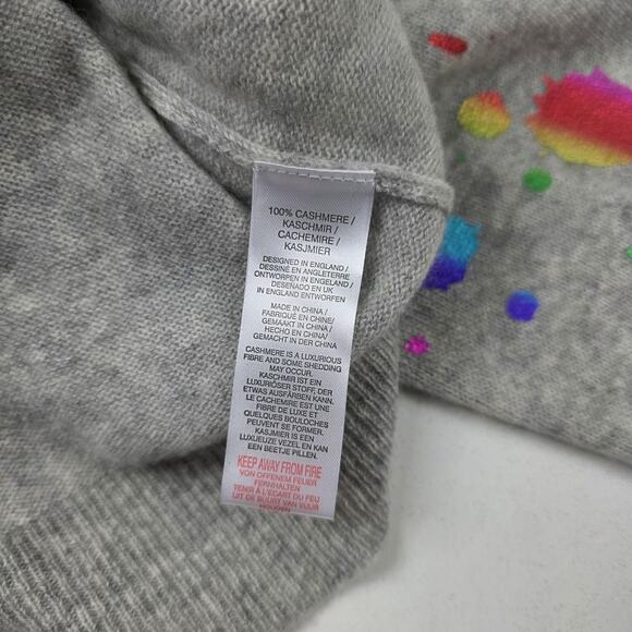 Brodie Cashmere Gray Sweater with Colorful Accents - Picture 8 of 9